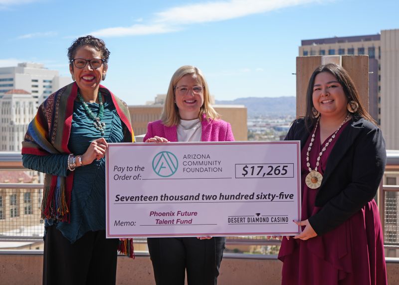Representatives with a $17,265 Desert Diamond Casino check for the Phoenix Future Talent Fund